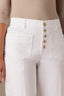 White Skyrise Button Fly Seaming V-Shaped Back Yoke Contour Shape Technology Wide Leg Pant