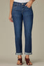 Blue Denim Contour Shape Technology Mid-Rise Roll Cuff Hem Gemma Girlfriend Jean