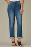 Blue Denim Contour Shape Technology Mid-Rise Roll Cuff Hem Petite Gemma Girlfriend Jean