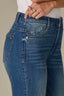Blue Denim Contour Shape Technology Mid-Rise Roll Cuff Hem Petite Gemma Girlfriend Jean