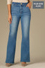 Mid Blue Denim Contour Shape Technology Skyrise Double Side Seam Angled Pocket Trouser Detail Plus Size Bootcut Jean