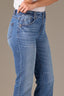 Mid Blue Artisanal Denim High Rise Tatum Cropped Reverse Finish Fray Hem Contour Shape Technology Itty Bitty Flare Plus Size Jean 
