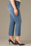Mid Blue Artisanal Denim High Rise Tatum Cropped Reverse Finish Fray Hem Contour Shape Technology Itty Bitty Flare Plus Size Jean 