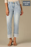 Light Blue Artisanal Denim Contour Shape Technology High Rise Reverse Self Panel Round Up Yoke Boyfriend Plus Size Jean