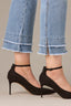 Light Blue Artisanal Denim Contour Shape Technology Mid-Rise Double Layer Fray Hem Whiskering Fading Kick Flare Plus Size Jean