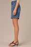 Blue Denim Contour Shape Technology High Rise Whiskering Plus Size Relaxed Short