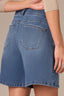 Blue Denim Contour Shape Technology High Rise Whiskering Plus Size Relaxed Short