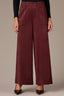 Oxblood Contour Shape Technology Skyrise Patch Pocket Angled Dart Seam Elastic Pull On Waist Faux Fly Petite Palazzo Pant
