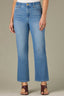 Light Blue Artisanal Denim Contour Shape Technology High Rise Slightly Arched Yoke Cropped Hem Petite Barely Bootcut Jean