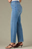 Light Blue Artisanal Denim Contour Shape Technology High Rise Slightly Arched Yoke Cropped Hem Petite Barely Bootcut Jean