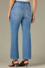 Light Blue Artisanal Denim Contour Shape Technology High Rise Slightly Arched Yoke Cropped Hem Barely Bootcut Jean