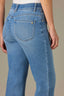 Light Blue Artisanal Denim Contour Shape Technology High Rise Slightly Arched Yoke Cropped Hem Barely Bootcut Jean