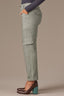 Deep Seagrass High Rise Double Buytton Seaming Button Tab Hem Dart Seams Contour Shape Technology Tapered Utility Pant