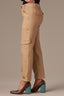 Warm Sand High Rise Double Buytton Seaming Button Tab Hem Dart Seams Contour Shape Technology Tapered Utility Pant