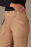 Warm Sand High Rise Double Buytton Seaming Button Tab Hem Dart Seams Contour Shape Technology Tapered Utility Pant