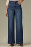Blue Indigo Denim Contour Shape Technology Skyrise Sweetheart Shaped Back Yoke Double Side Seam Gracie Wide Leg Petite Jean