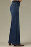 Blue Indigo Denim Contour Shape Technology Skyrise Sweetheart Shaped Back Yoke Double Side Seam Gracie Wide Leg Jean