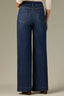 Blue Indigo Denim Contour Shape Technology Skyrise Sweetheart Shaped Back Yoke Double Side Seam Gracie Wide Leg Jean