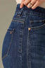 Blue Indigo Denim Contour Shape Technology Skyrise Sweetheart Shaped Back Yoke Double Side Seam Gracie Wide Leg Petite Jean