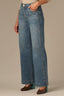 Mid Blue Artisanal Denim Contour Shape Technology Skyrise Double Side Seam Gracie Wide Leg Jean