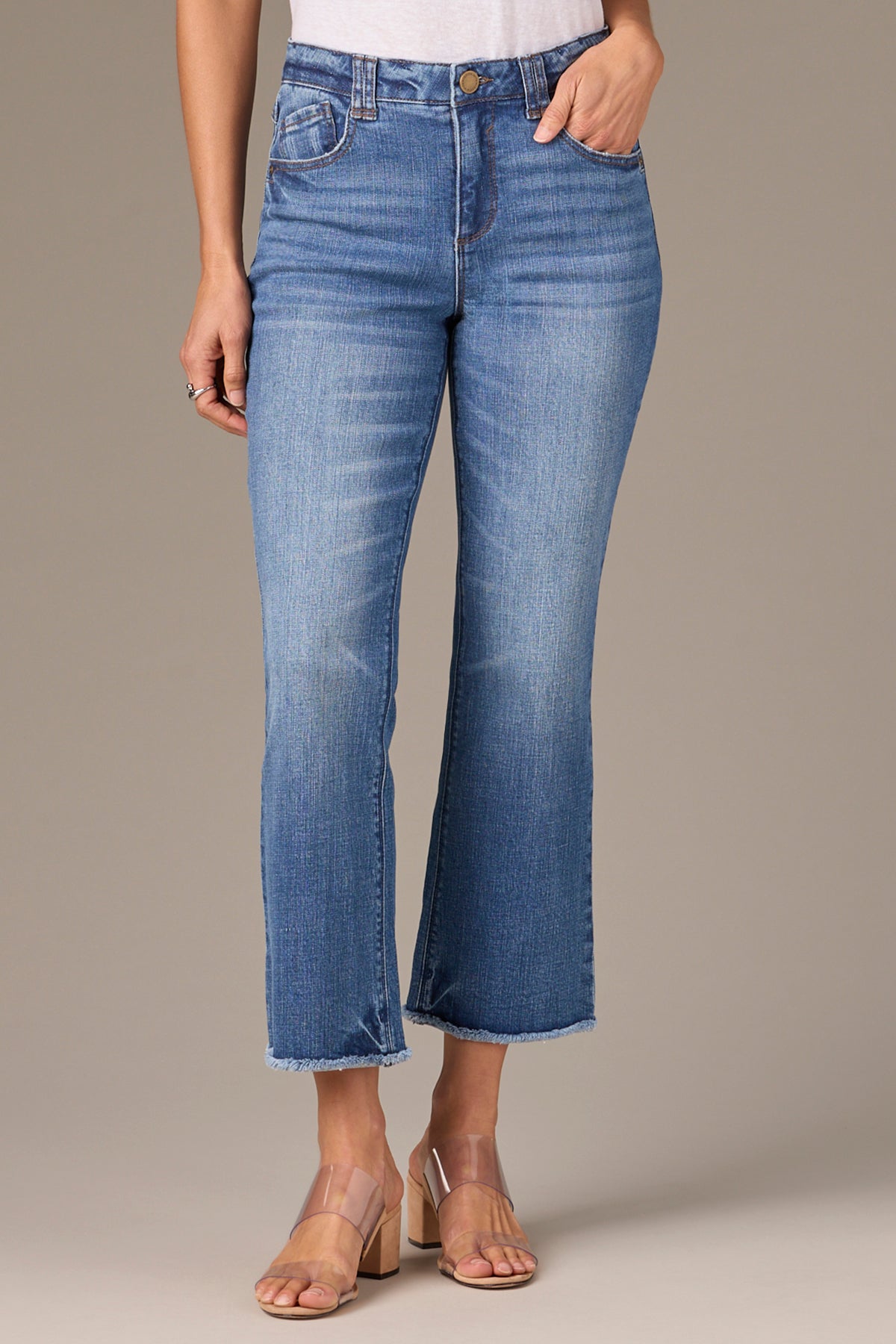 Tatum High Rise Cropped Itty Bitty Flare Jeans with Fray Hem