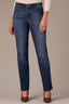 Indigo Denim Mid-Rise Contour Shape Technology Sawyer Straight Leg Petite Jean