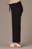 Black Contour Shape Technology High Rise Patch Pocket Utility Wide Leg Pull On Waist Self Tie Plus Size Pants 