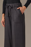 Navy Charcoal Contour Shape Technology High Rise Pull-On Waist Self Tie Side Panel Patch Pocket Utility Wide Leg Petite Pants