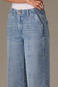 Light Blue Artisanal Emma Skyrise Center Front Seam Double Button Wide Leg Contour Shape Technology Jean
