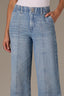 Light Blue Artisanal Emma Skyrise Center Front Seam Double Button Wide Leg Contour Shape Technology Jean