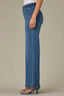 Mid Blue Artisanal Denim Contour Shape Technology Center Front Seam Dart Seam Double Button Emma Petite Wide Leg Jeans