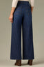 Indigo Denim Contour Shape Technology Skyrise Angled Dart Seams Curved Front Pockets Whiskering Fading Wide Tulip Hem Whitney Wide Leg Jean
