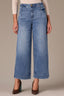 Mid Blue Artisanal Denim Contour Shape Technology High Rise V-Pocket V-Yoke Fading Whiskering Wyatt Wide Leg Petite Jean