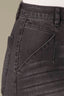 Washed Black Denim Contour Shape Technology Skyrise V-Shaped Front Pockets Whiskering Fading Wide Leg Jean