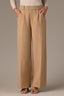 Hazelnut Cream Skyrise Extended Tab Faux Back Pocket Side Panel Wide Leg Contour Shape Technology Trouser Pant