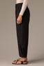 Black Skyrise Pleated Hem Faux Back Pocket Contour Shape Technology Barrel Leg Trouser