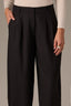 Black Skyrise Pleated Hem Faux Back Pocket Contour Shape Technology Barrel Leg Trouser