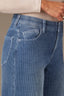 Washed Mid Blue Corduroy High Rise Contour Shape Technology Wide Leg Pant