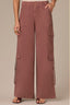 Dusty Grape Skyrise Contour Shape Technology Double Patch Wraparound Buckle Pocket Dart Seams Petite Wide Leg Utility Pant