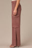 Dusty Grape Skyrise Contour Shape Technology Double Patch Wraparound Buckle Pocket Dart Seams Petite Wide Leg Utility Pant