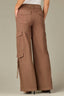 Mocha Contour Shape Technology Skyrise Dart Seam Double Flap Patch Pocket Faux Side Utility Pockets Petite Wide Leg Utility Pant