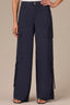 Navy Skyrise Contour Shape Technology Double Patch Wraparound Buckle Pocket Dart Seams Wide Leg Utility Pant