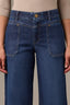 Indigo Denim High Rise Contour Shape Technology V Yoke Dual Entry Porkchop Pocket Wide Leg Jean