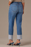 Mid Blue Denim High Rise Reverse Self Panel Fixed Cuff Round Up Back Yoke Contour Shape Technology Boyfriend Jean