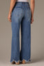 Mid Blue Skyrise Distressed Scallop Hem Wide Leg Contour Shape Technology Petite Jean
