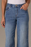 Mid Blue Skyrise Distressed Scallop Hem Wide Leg Contour Shape Technology Petite Jean