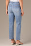 Light Blue Artisanal Denim Logan High Rise Distressed Hem Contour Shape Technology Vintage Skinny Jean 
