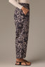Black Off White Skyrise Elastic Pull-On Waist Patch Pocket Floral Print Slit Hem Contour Shape Technology Relaxed Straight Leg Pant