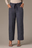 Orion Blue Ultra Skyrise Elastic Pull On Waist Tie Angled Pocket Seaming Detail V-Yoke Contour Shape Technology Relaxed Straight Leg Pant