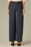Navy Contour Shape Technology Skyrise Curved Front Pockets Patch Back Angled Dart Seams Slit Hem Whitney Wide Leg Petite Knit Pant